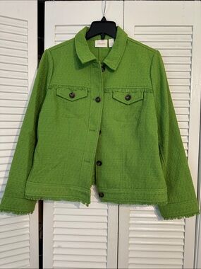 Chico's Lime Green Tweed Button Jacket